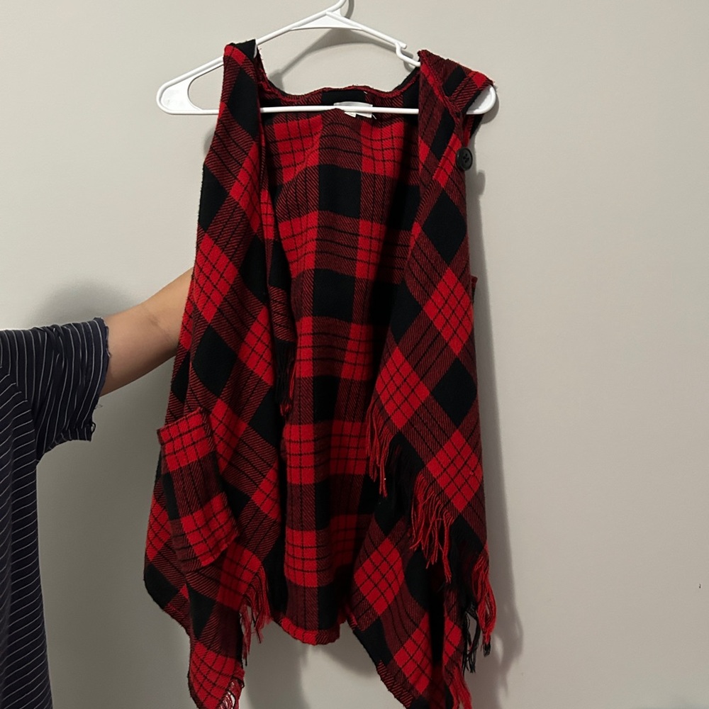 Rewind Red Plaid Fall Sleeveless Cover Up